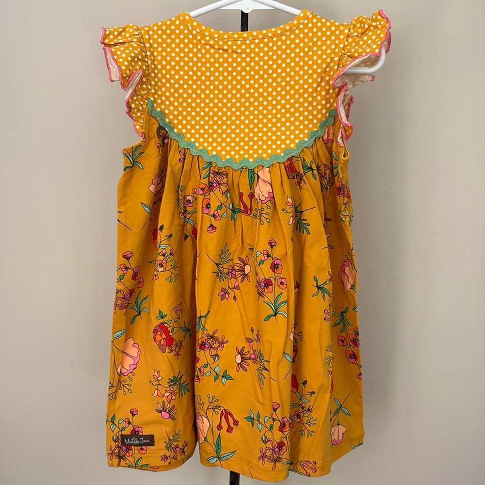 Matilda Jane Gold Floral “Stand Tall Be Sweet” Ruffle Sleeve Dress NWT - Picture 2 of 6